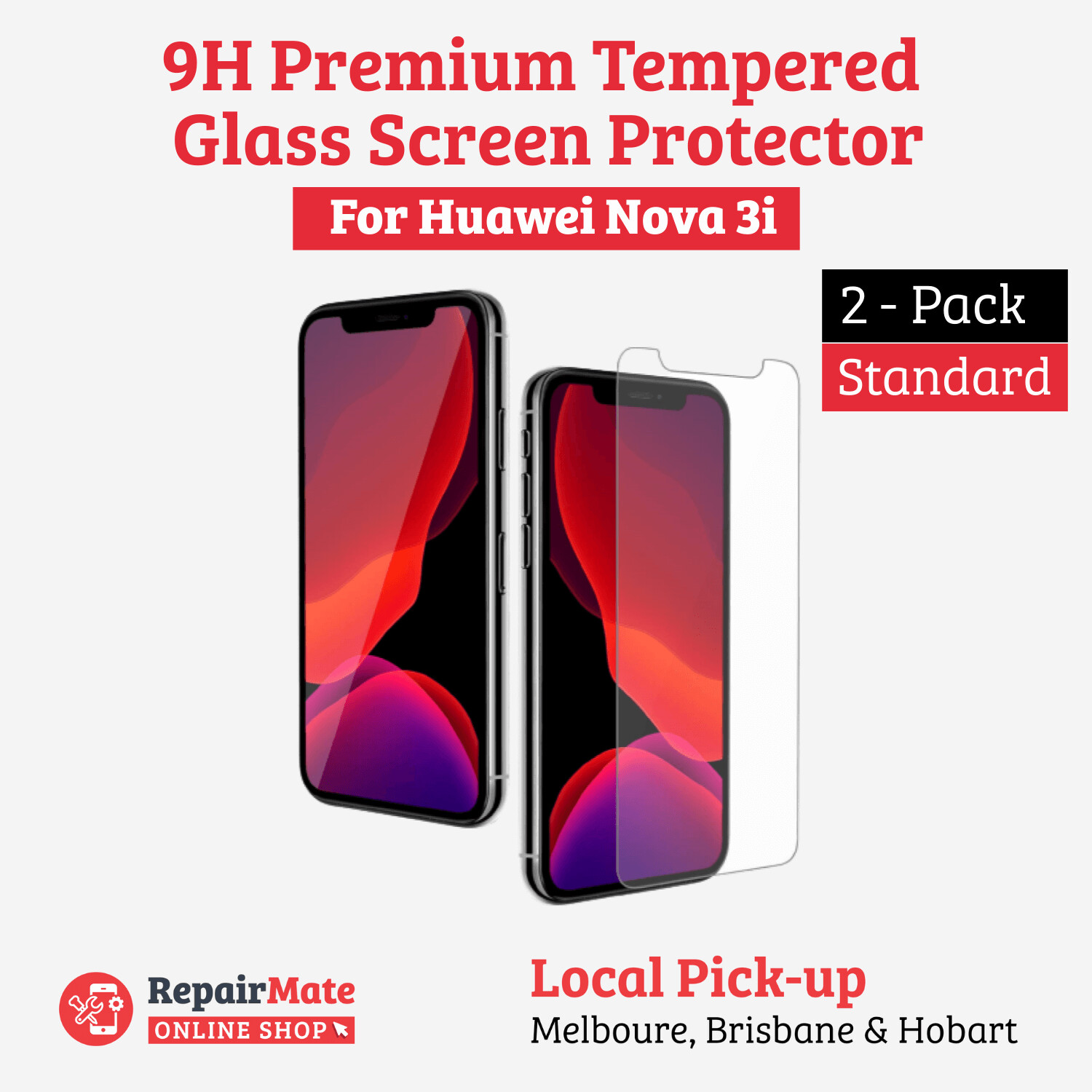 Huawei Nova 3i 9H Premium Tempered Glass Screen Protector [2 Pack]