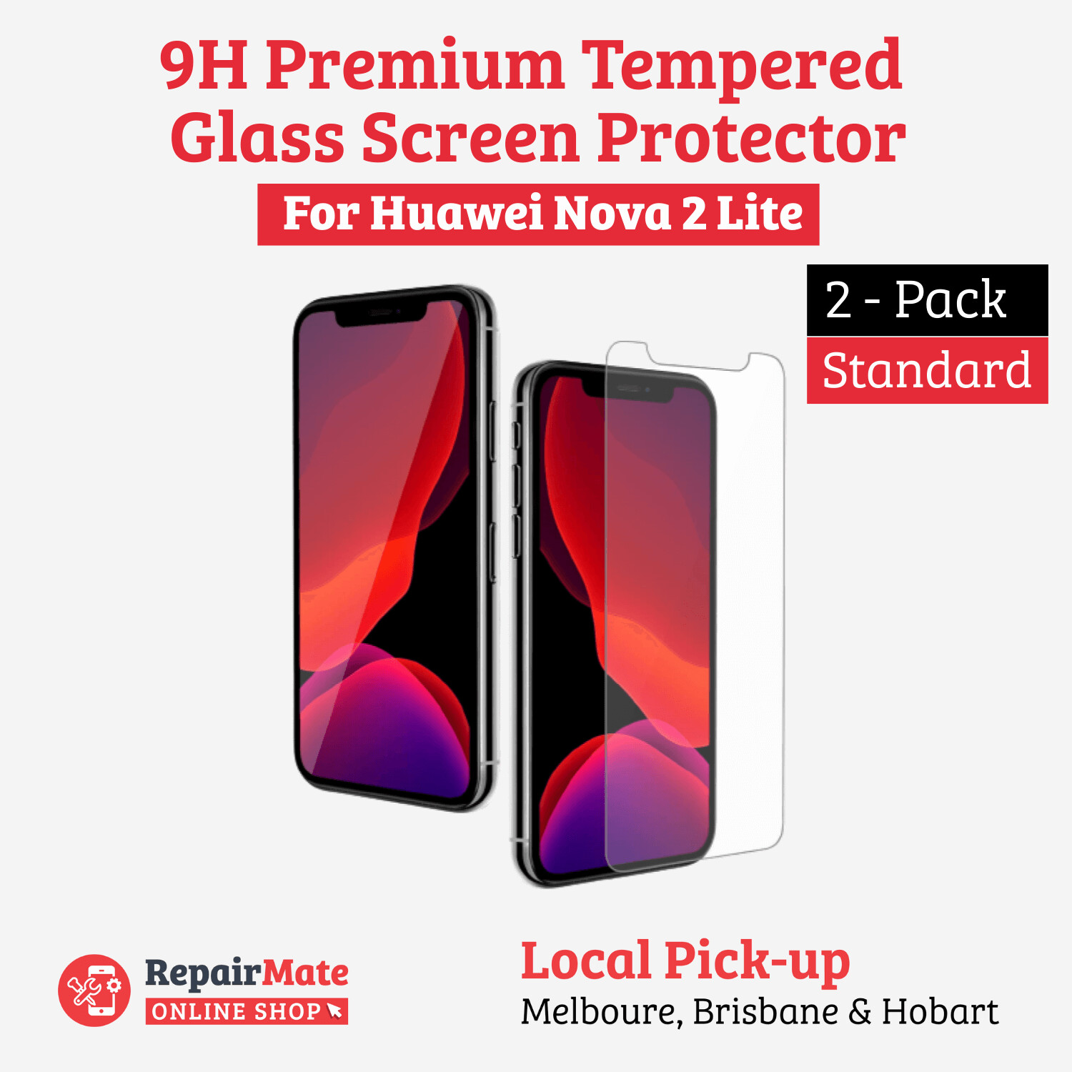 Huawei Nova 2 Lite 9H Premium Tempered Glass Screen Protector [2 Pack]