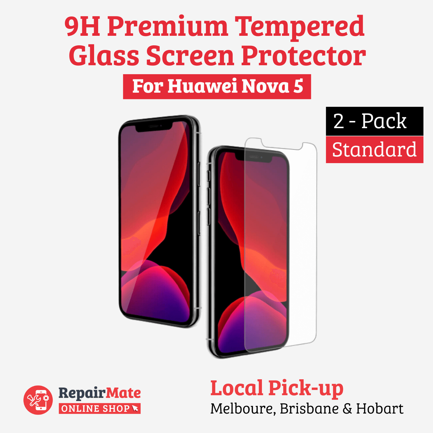 Huawei Nova 5 9H Premium Tempered Glass Screen Protector [2 Pack]