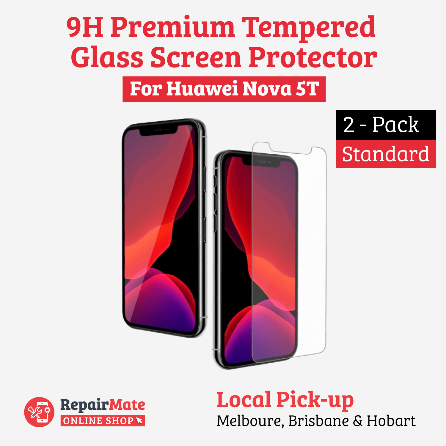 Huawei Nova 5T 9H Premium Tempered Glass Screen Protector [2 Pack]