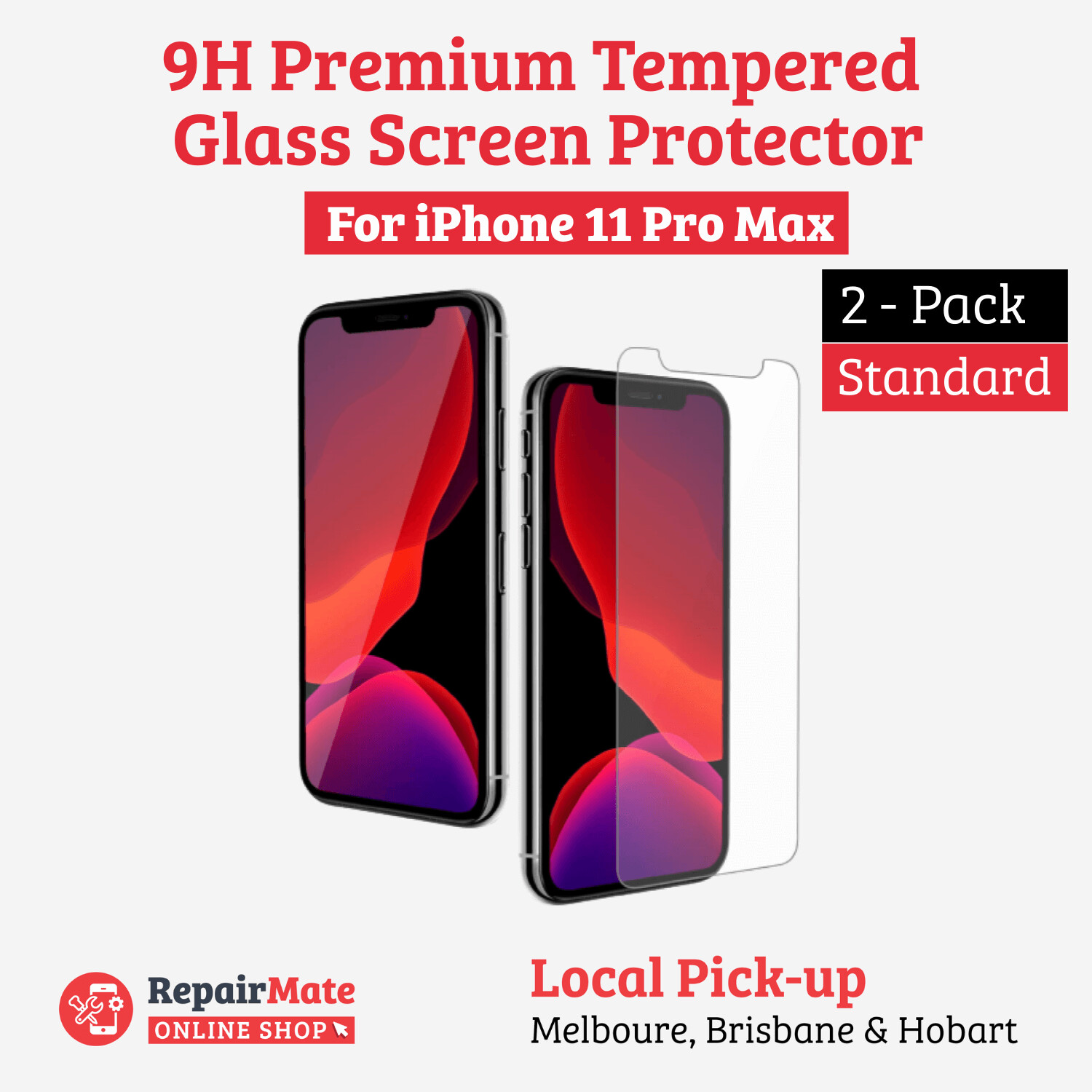 iPhone 11 Pro Max 9H Premium Tempered Glass Screen Protector [2 Pack]