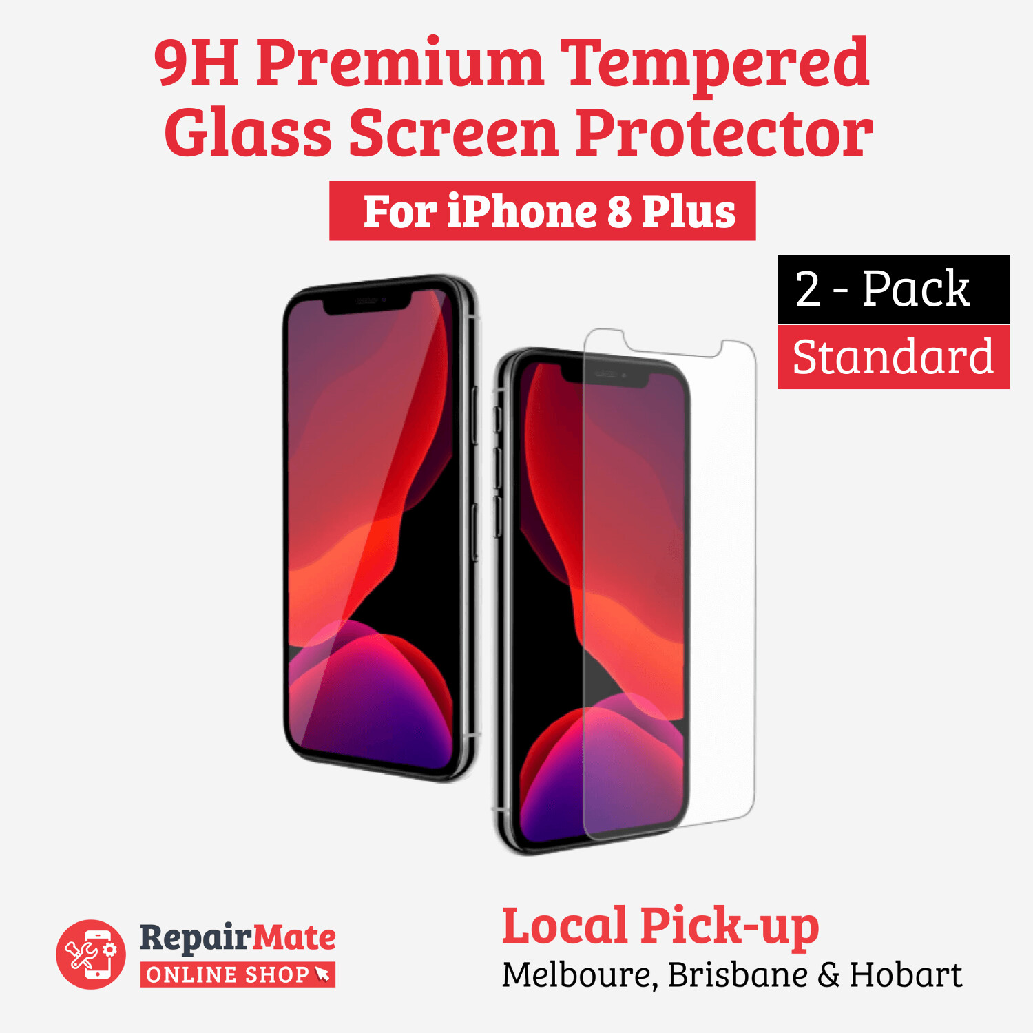 iPhone 8 Plus 9H Premium Tempered Glass Screen Protector [2 Pack]