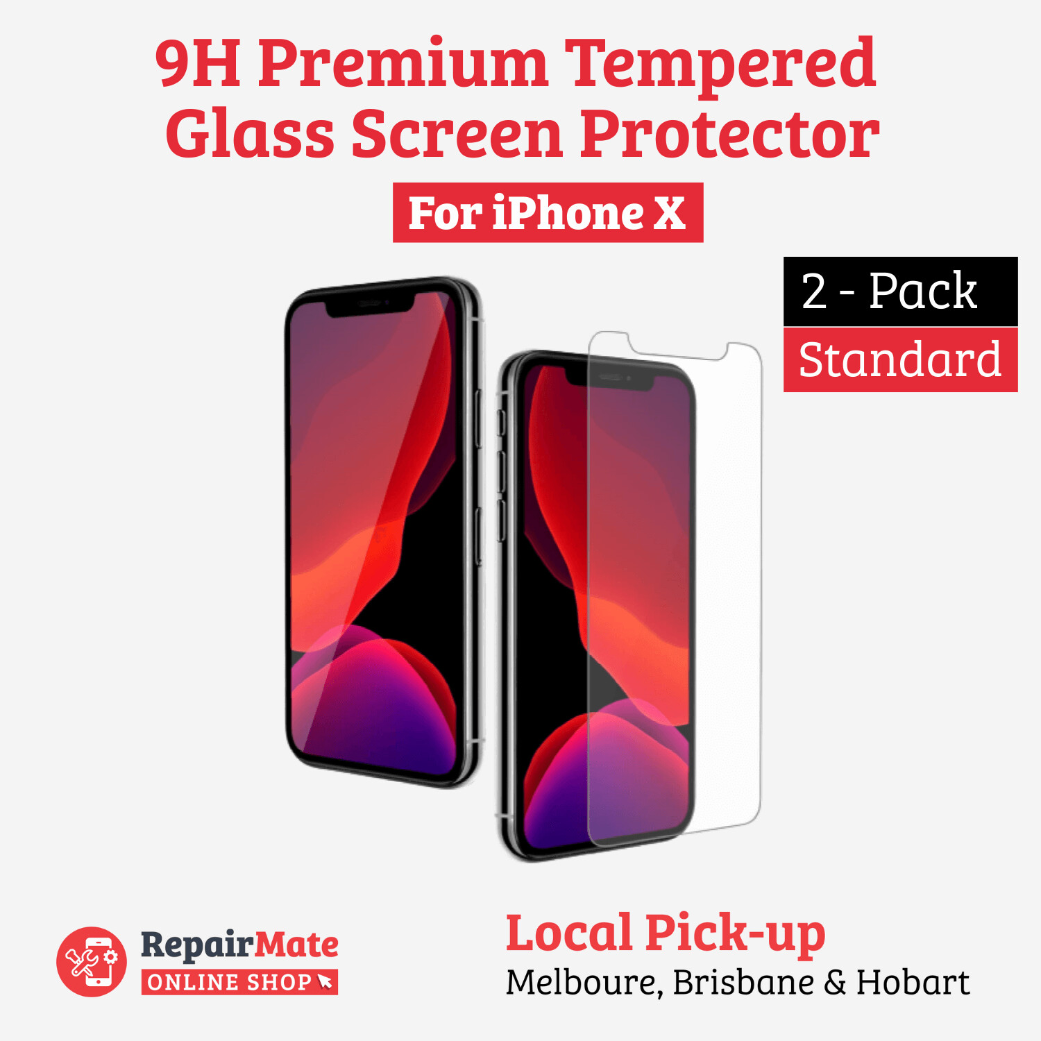 iPhone X 9H Premium Tempered Glass Screen Protector [2 Pack]