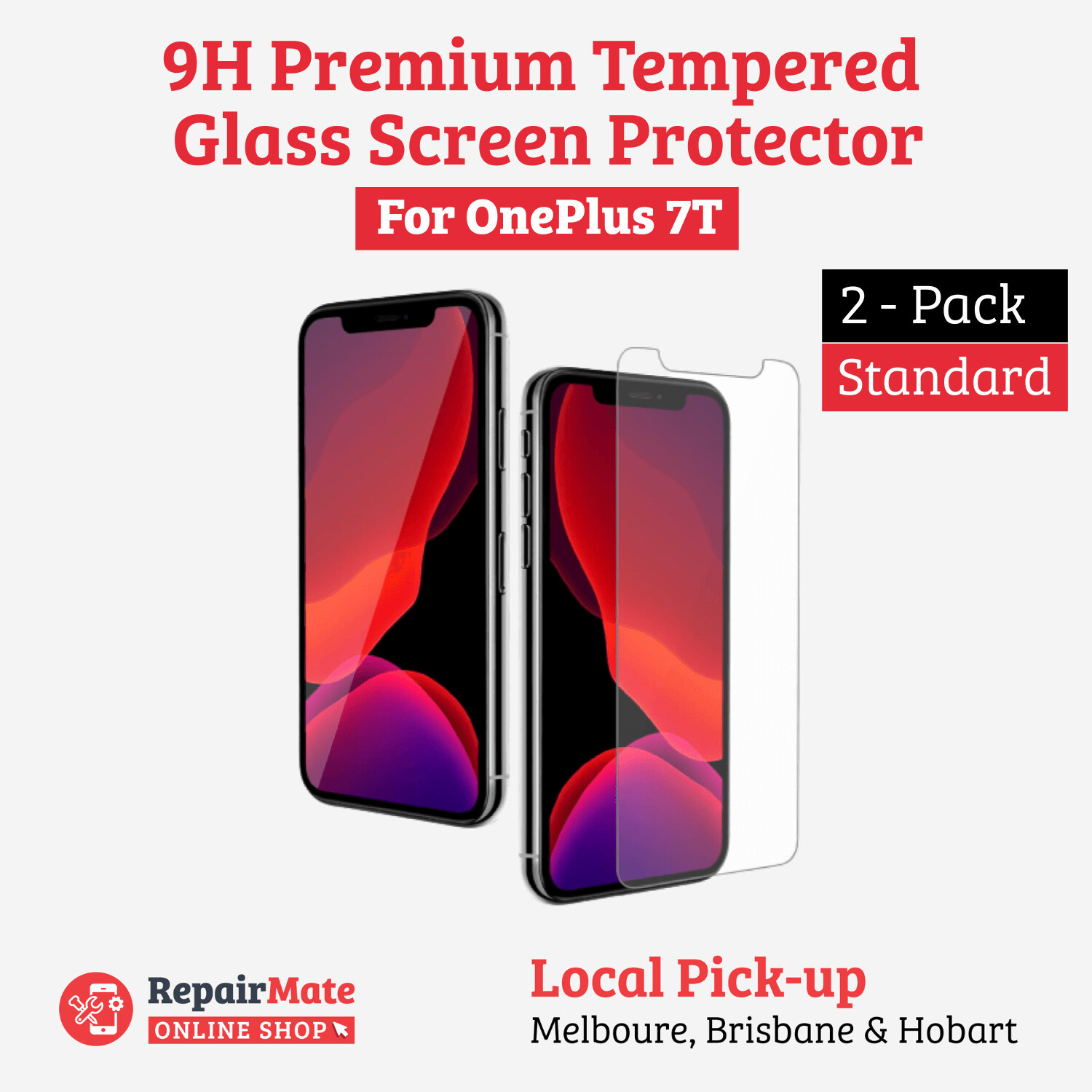 OnePlus 7T 9H Premium Tempered Glass Screen Protector [2 Pack]