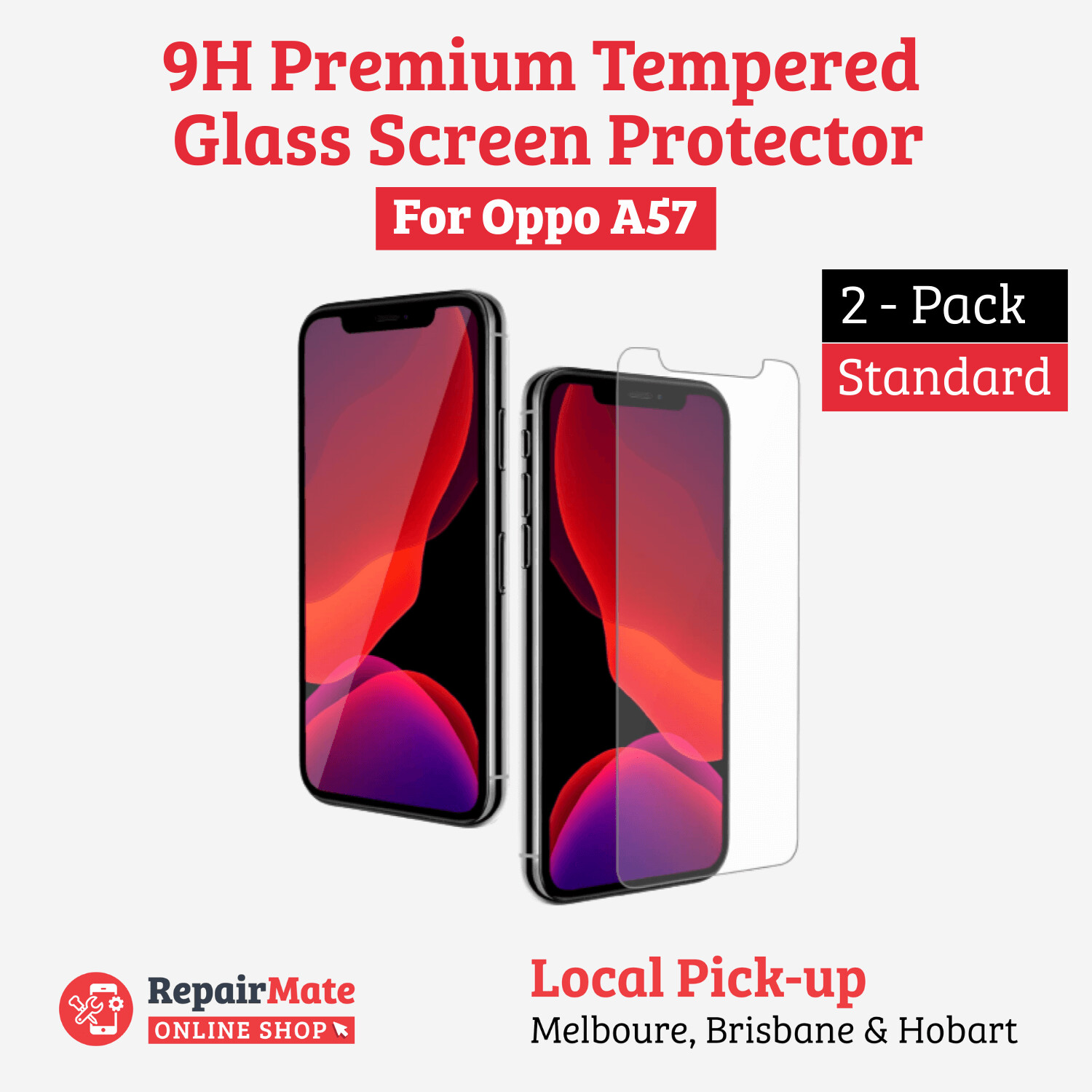 Oppo A57 9H Premium Tempered Glass Screen Protector [2 Pack]