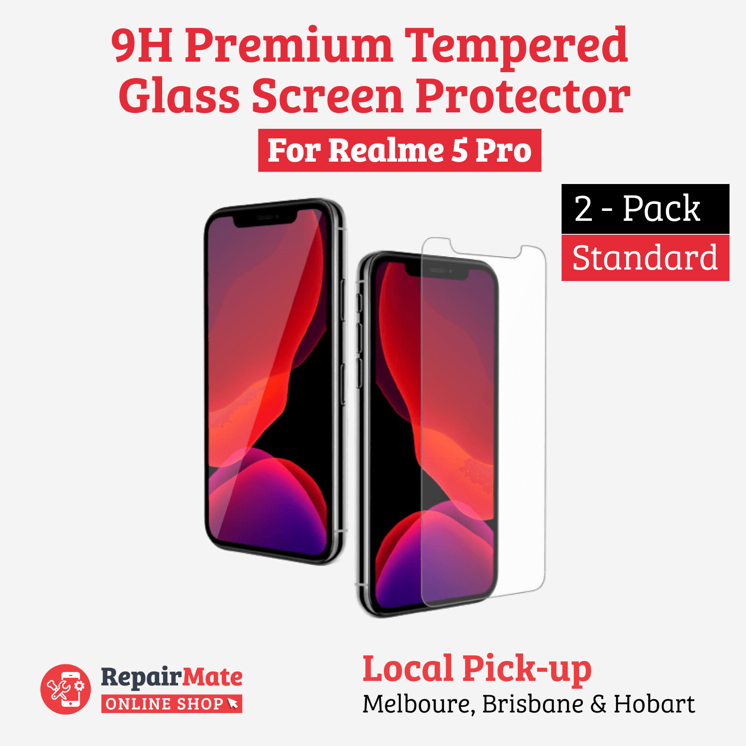 Realme 5 Pro 9H Premium Tempered Glass Screen Protector [2 Pack]