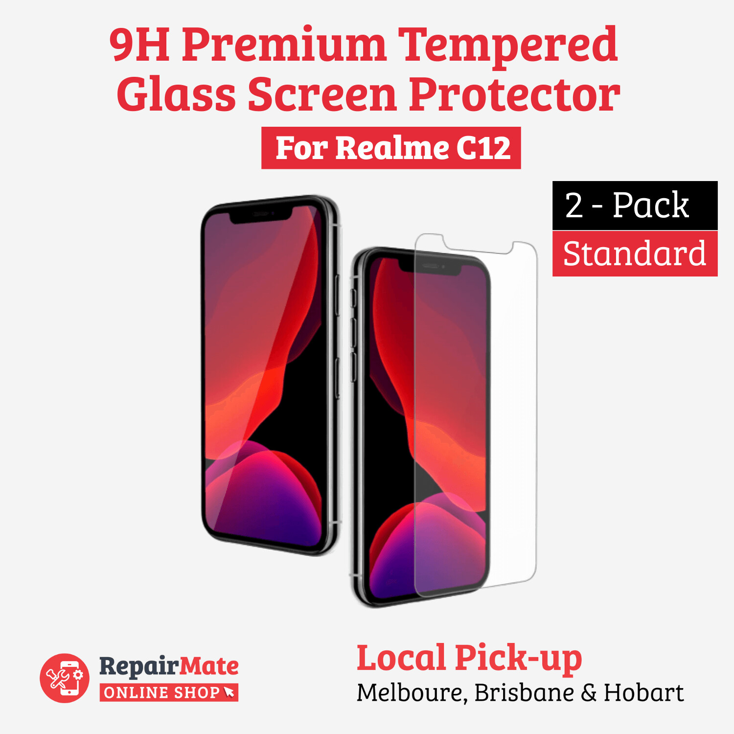 Realme C12 9H Premium Tempered Glass Screen Protector [2 Pack]