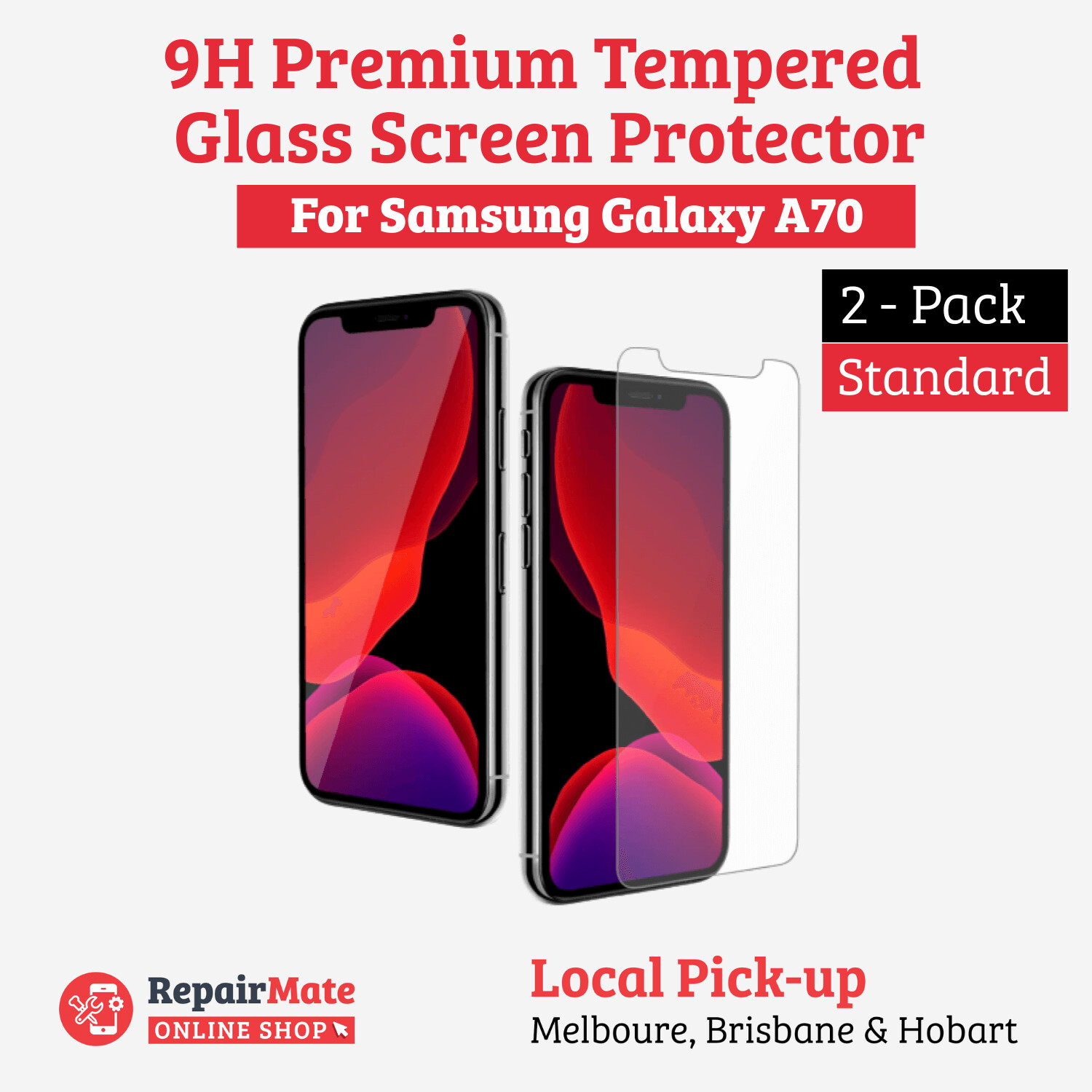 Samsung Galaxy A70 9H Premium Tempered Glass Screen Protector [2 Pack]