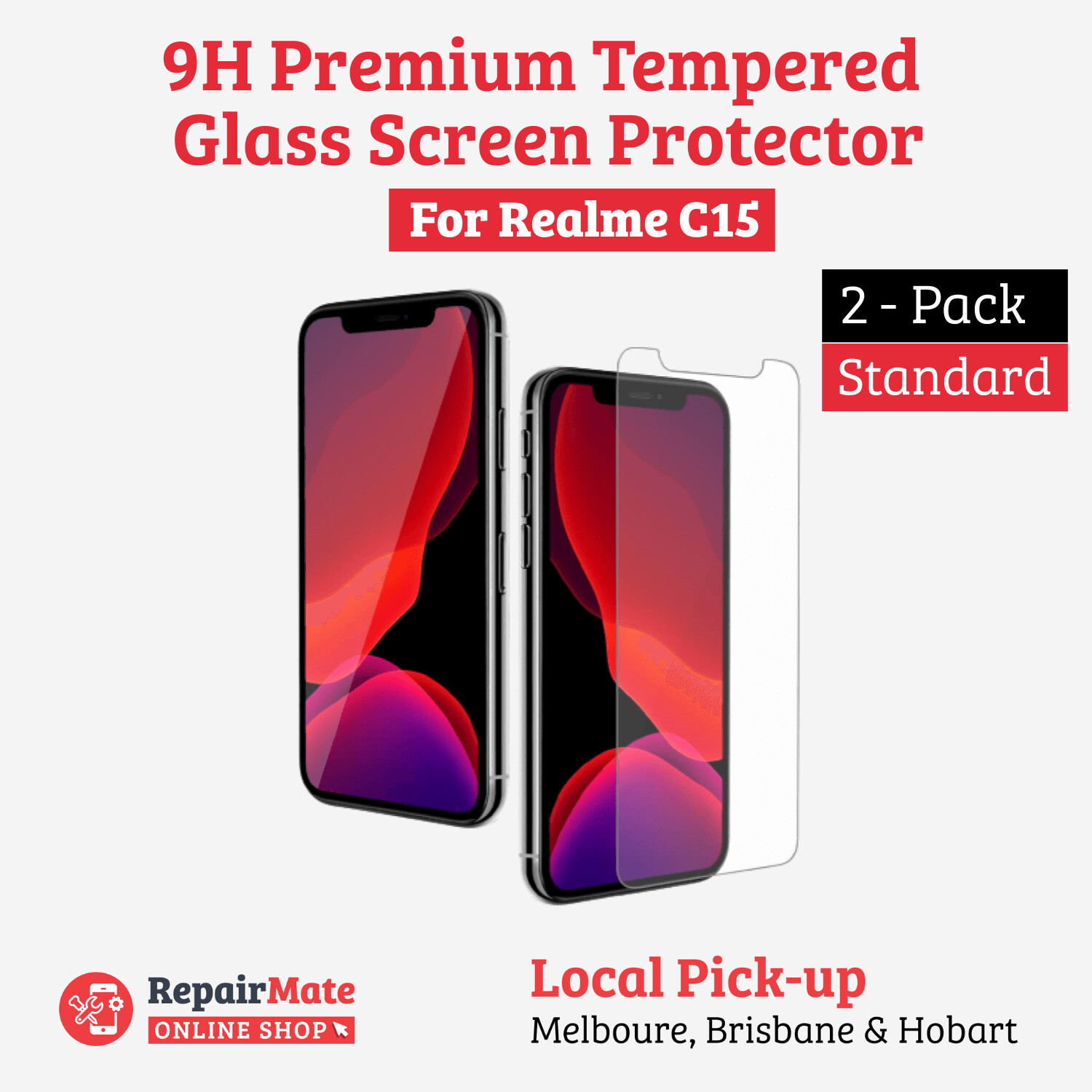 Realme C15 9H Premium Tempered Glass Screen Protector [2 Pack]
