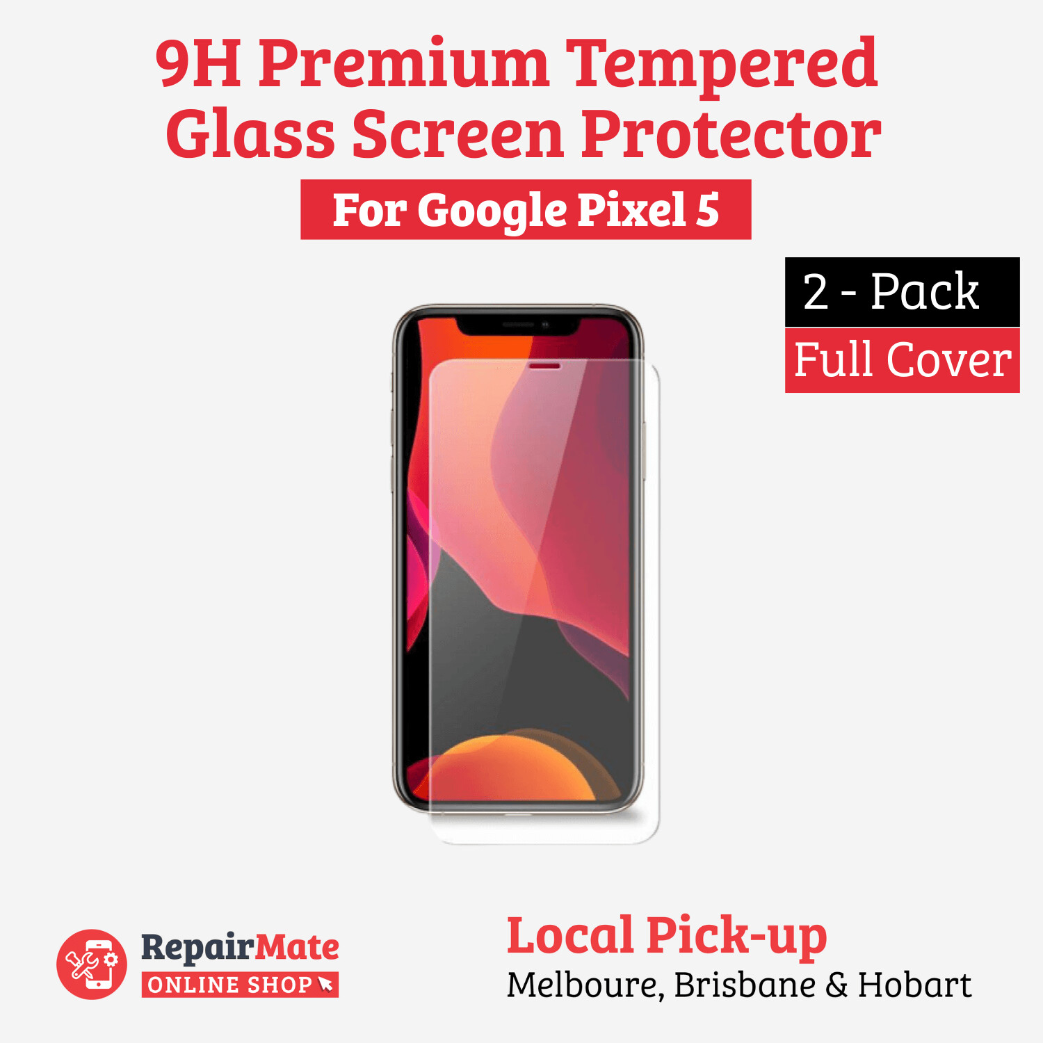 Google Pixel 5 9H Premium Full Face Tempered Glass Screen Protector [2 Pack]