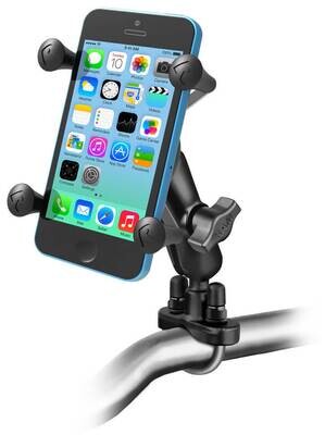 RAM Handlebar Rail Mount with Zinc Coated U-Bolt Base and Universal X-Grip® Cell/iPhone Cradle RAM Handlebar Rail Mount with Zinc Coated U-Bolt Base and Universal X-Grip® Cell/iPhone Cradle