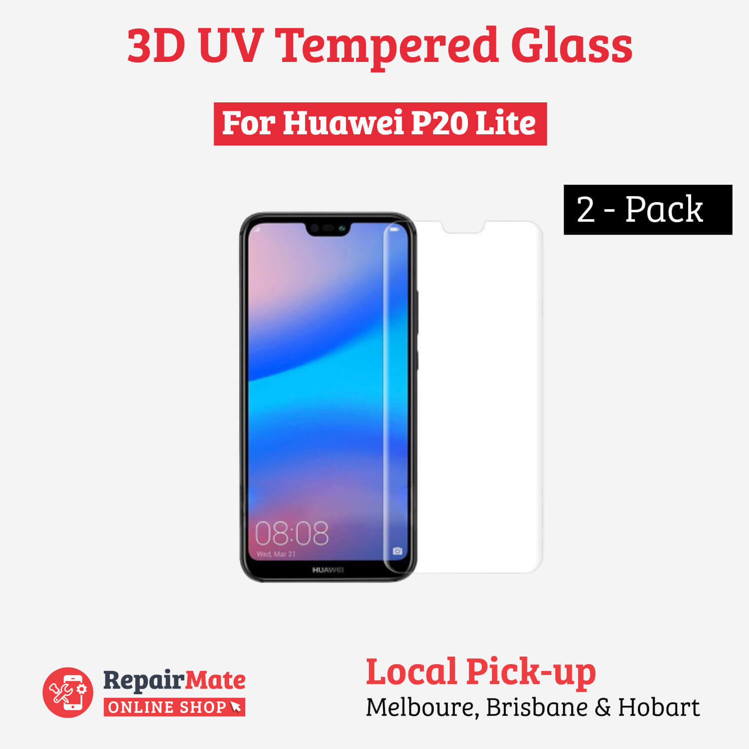 Huawei P20 Lite 3D UV Tempered Glass
