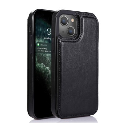 Leather Wallet Cover Case With Back Flip for iPhone 15