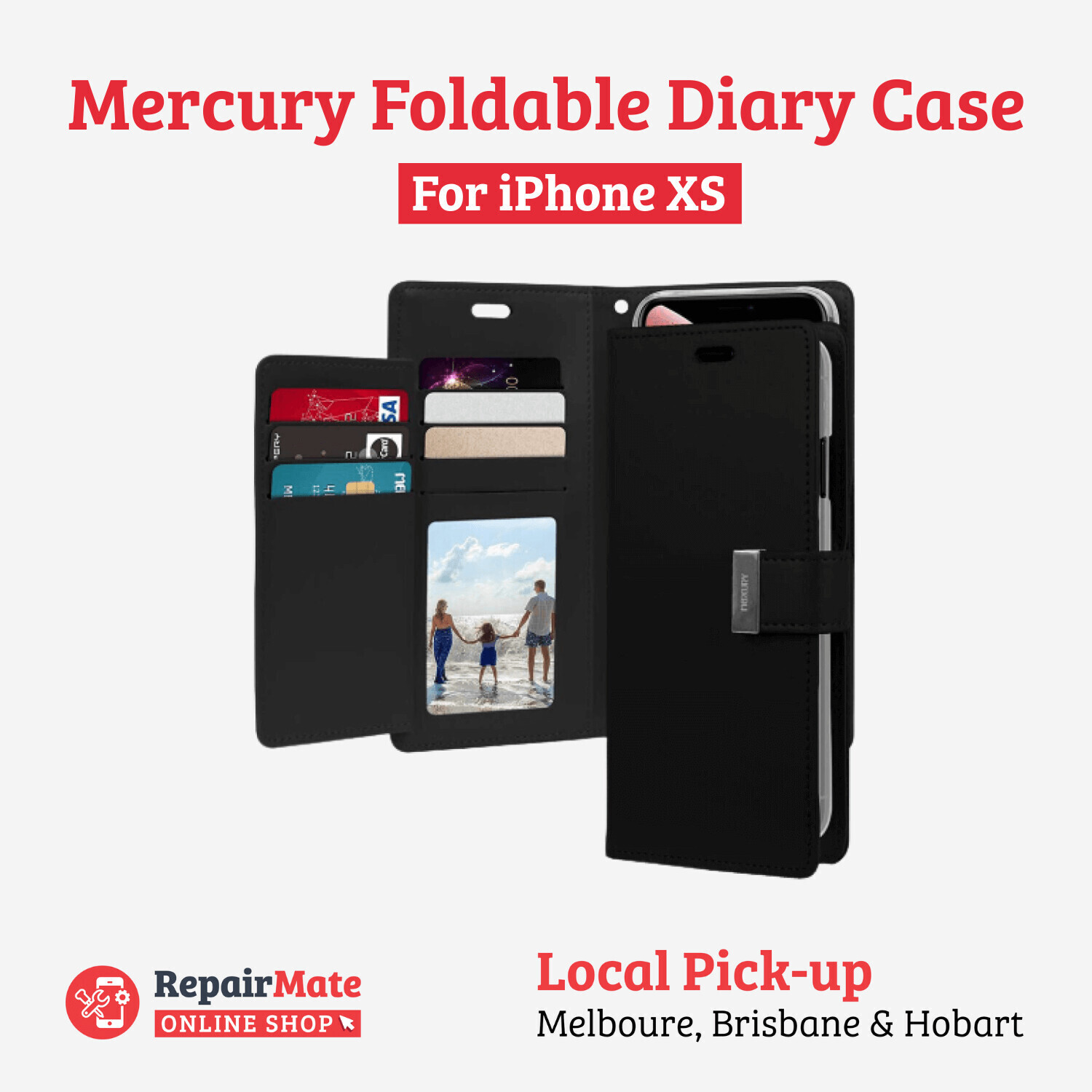 iPhone XS Mercury Rich Foldable Diary Case