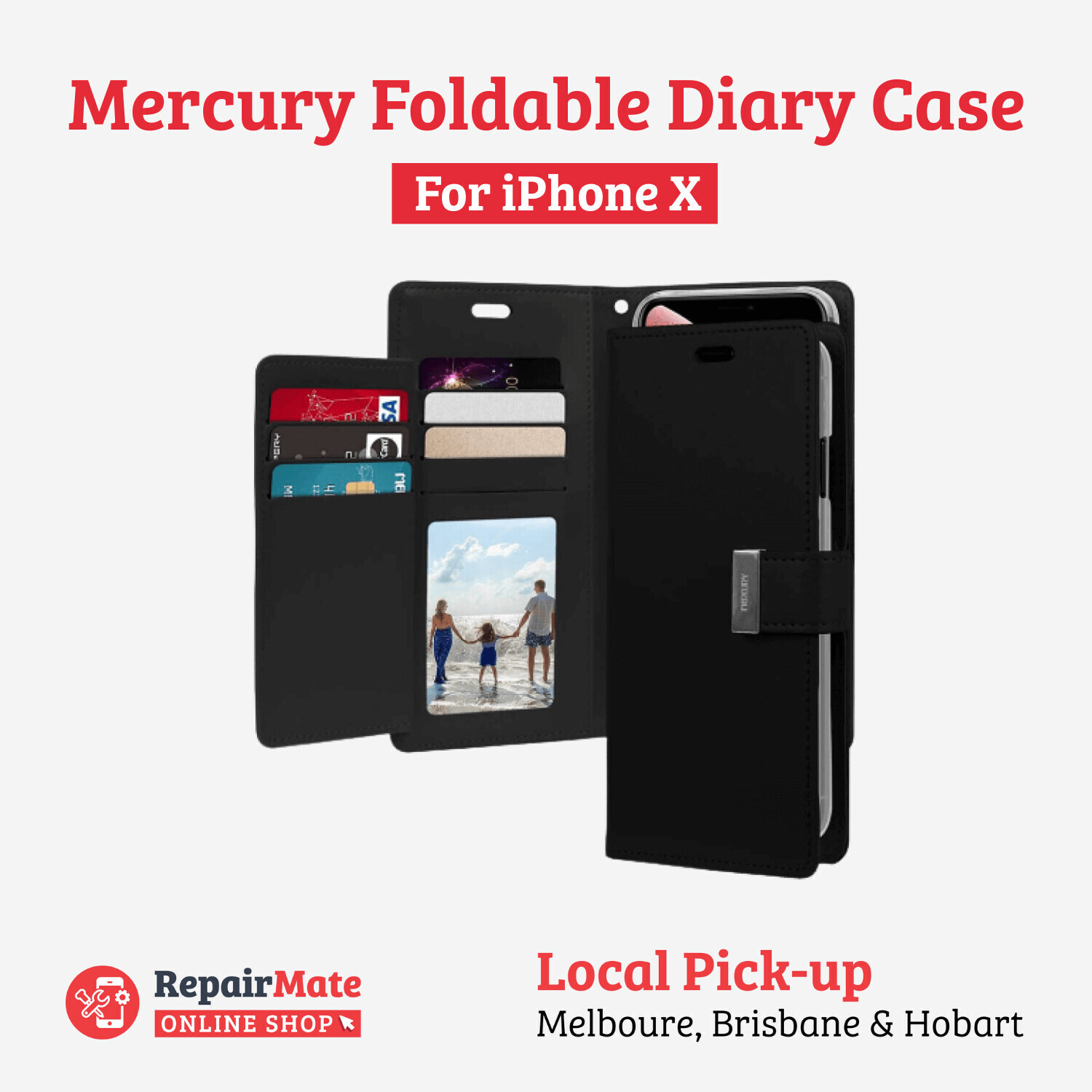 iPhone X Mercury Rich Foldable Diary Case