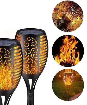 Fire effect solar LED lamp