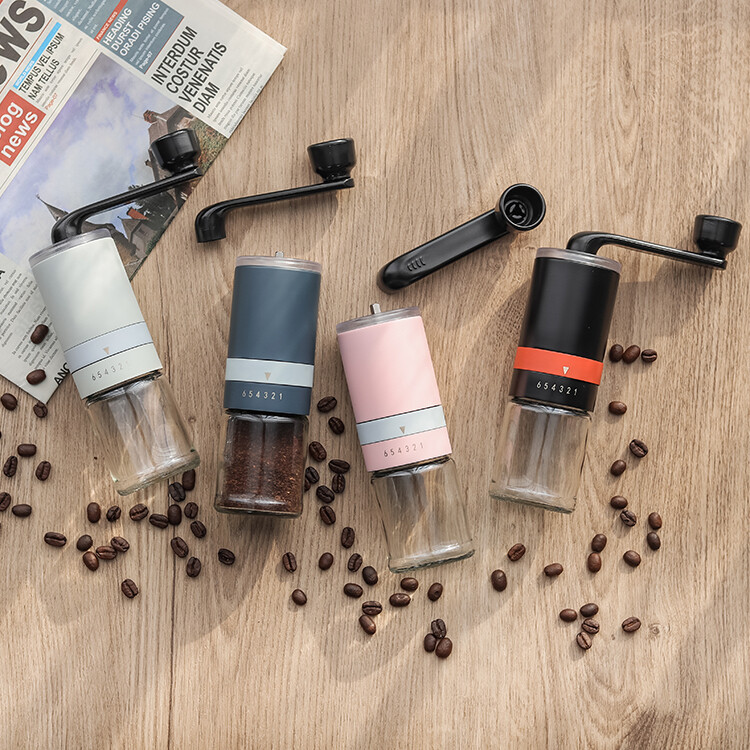 ​New 6 Grades Coarseness stainless steel Portable mini Manual Espresso coffe coffee grinder with ceramic burrs for cafe barista