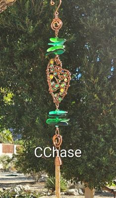 Green Floral Heart Suncatcher Strand