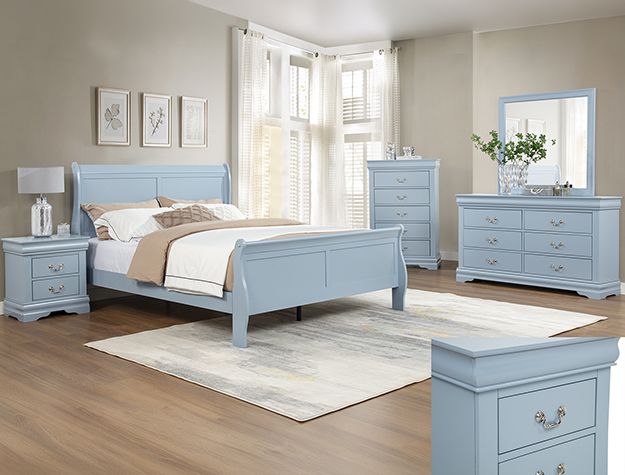 Blue Louis Phillipe Bedroom