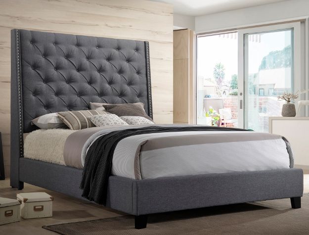 Grey Chantilly Upholstered Bed