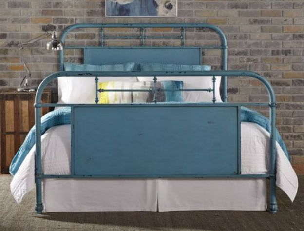 Powder Blue Metal Headboard
