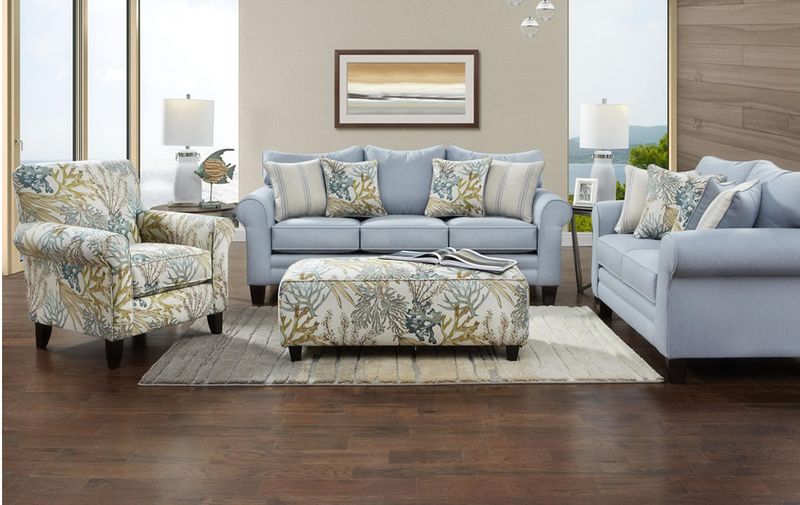 Labrynth Sky Sofa &amp; Loveseat