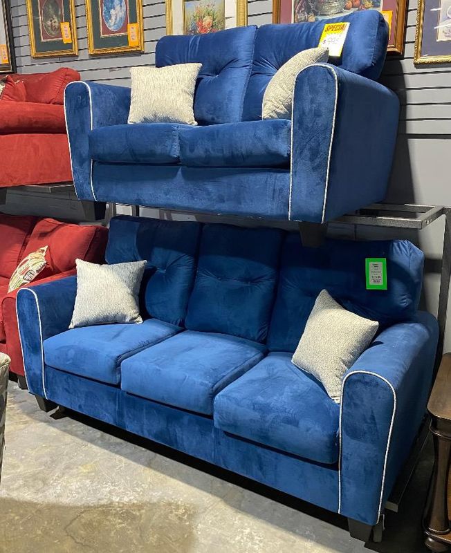 Harmony Blue Sofa &amp; Loveseat