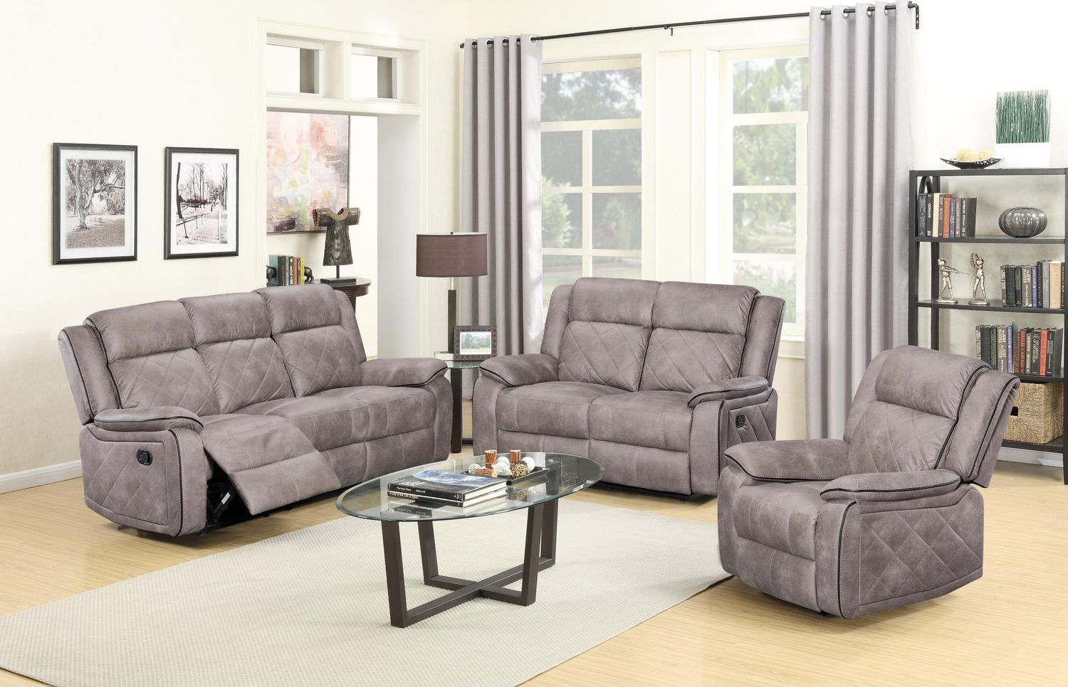 Grey Reclining Sofa &amp; Loveseat