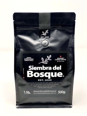CAFÉ SIEMBRA DEL BOSQUE MEZCLA ESPECIAL CHIAPAS, MOLIDO MEDIO. 500G.