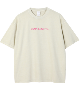 Off-White/Pink "UNAPOLOGETIC." Oversized Washed T-Shirt
