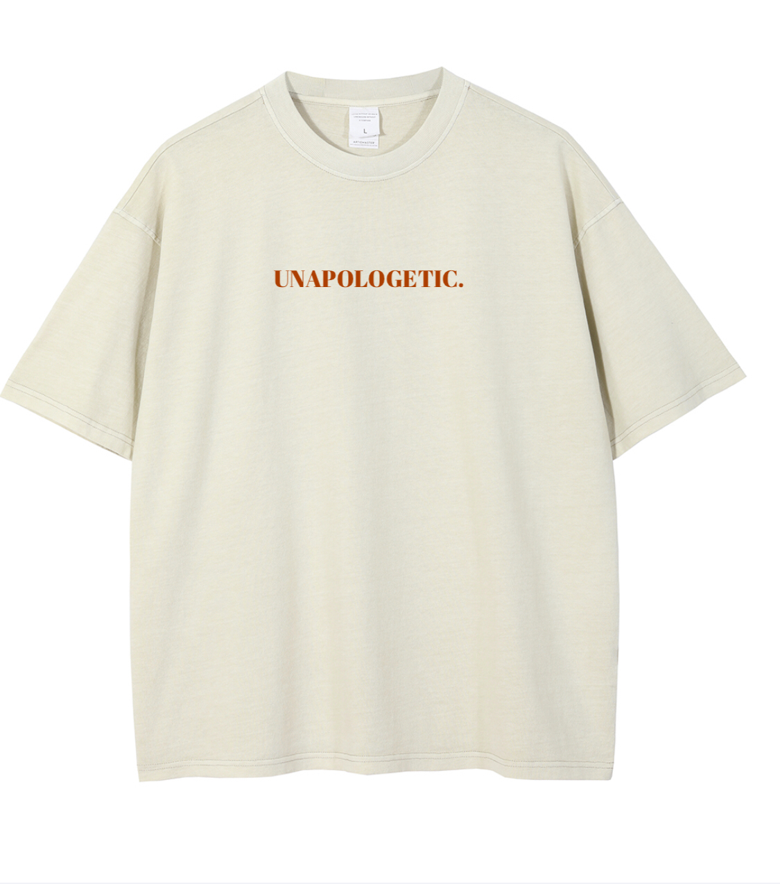 Off-White/Brown &quot;UNAPOLOGETIC.&quot; Oversized Washed T-Shirt