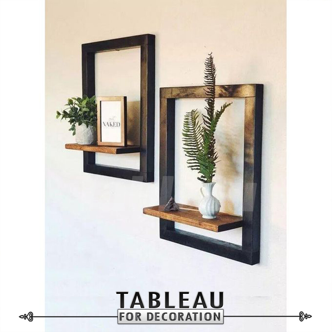 2 Wooden Frame Shelves