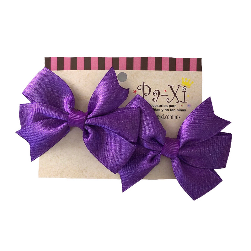 Par de Moñitos Rehilete Glitter Morado