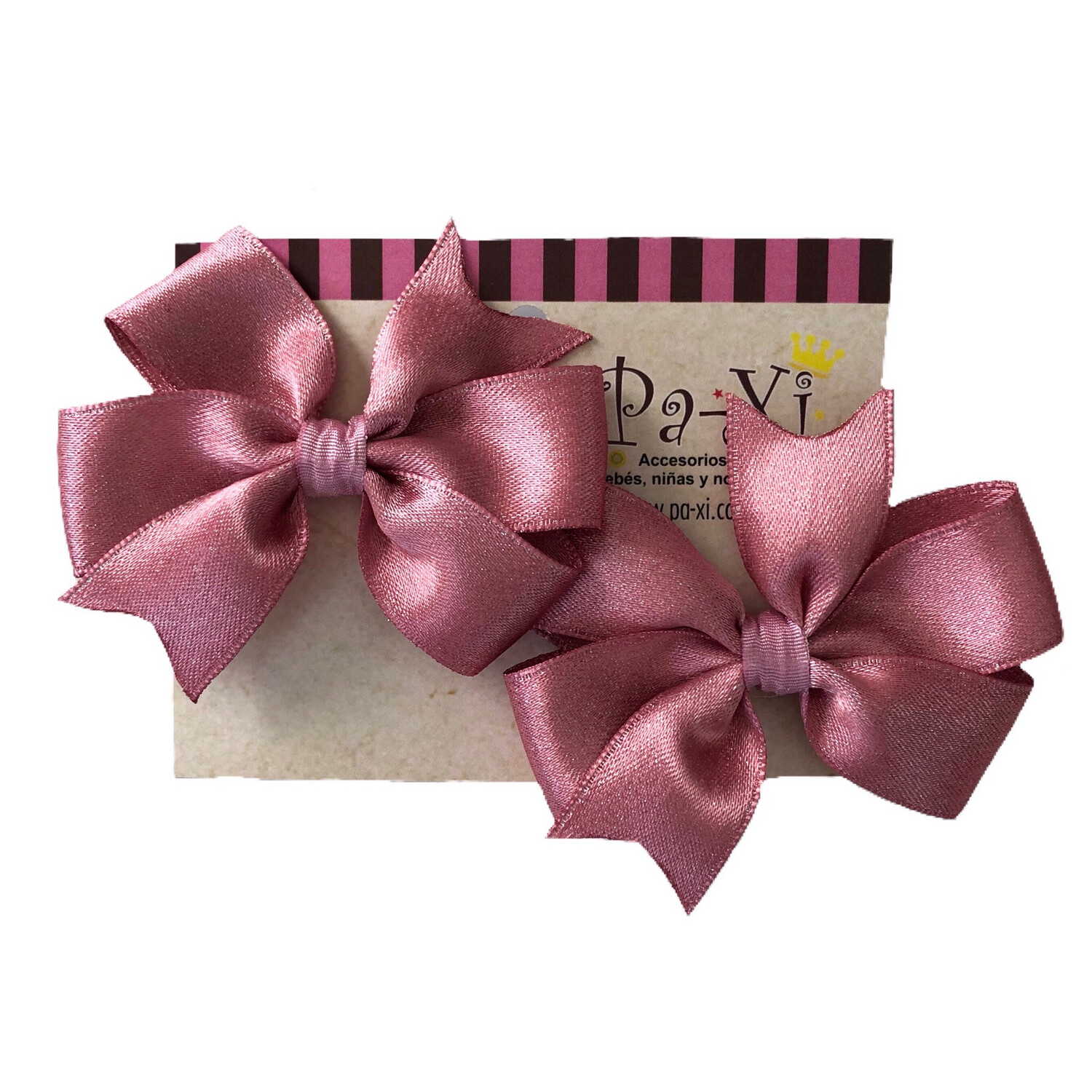 Par de Moñitos Rehilete Glitter Palo de Rosa