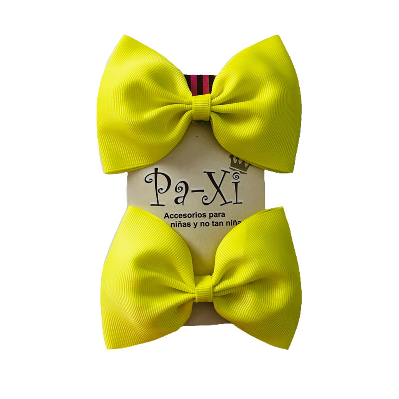 Par de Moños Básicos Amarillo Pistacho