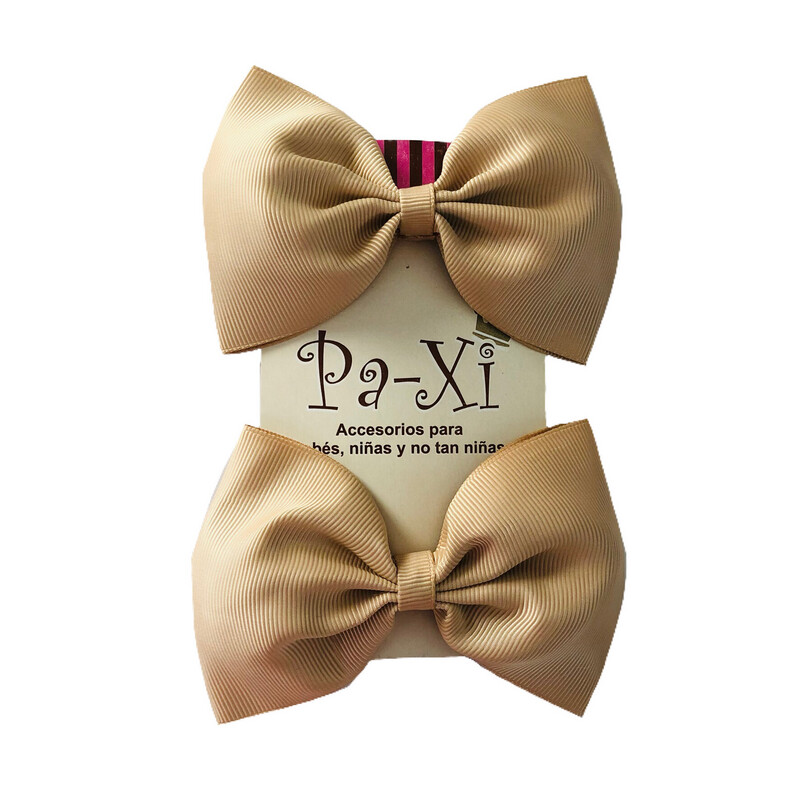 Par de Moños Básicos Champagne