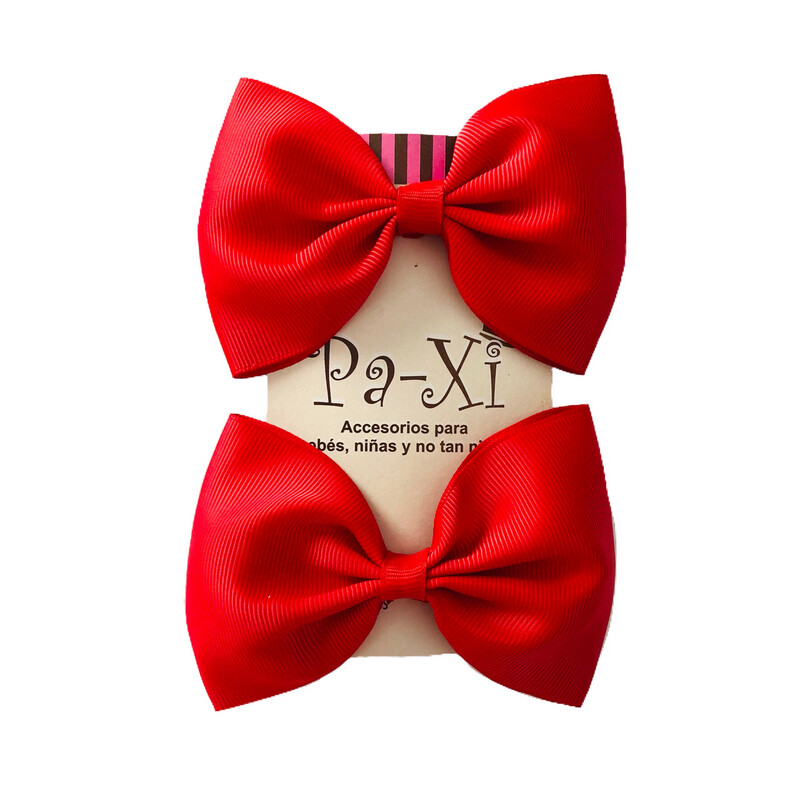 Par de Moños Básicos Rojo