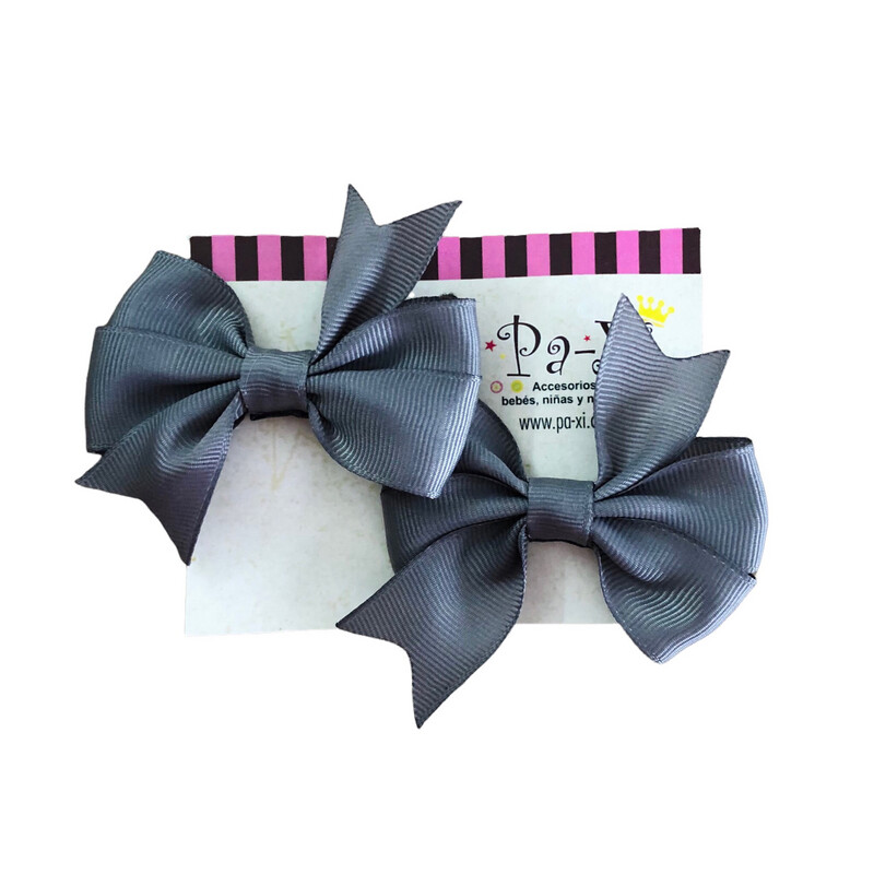 Par de Moñitos Rehilete Liso Gris Oscuro