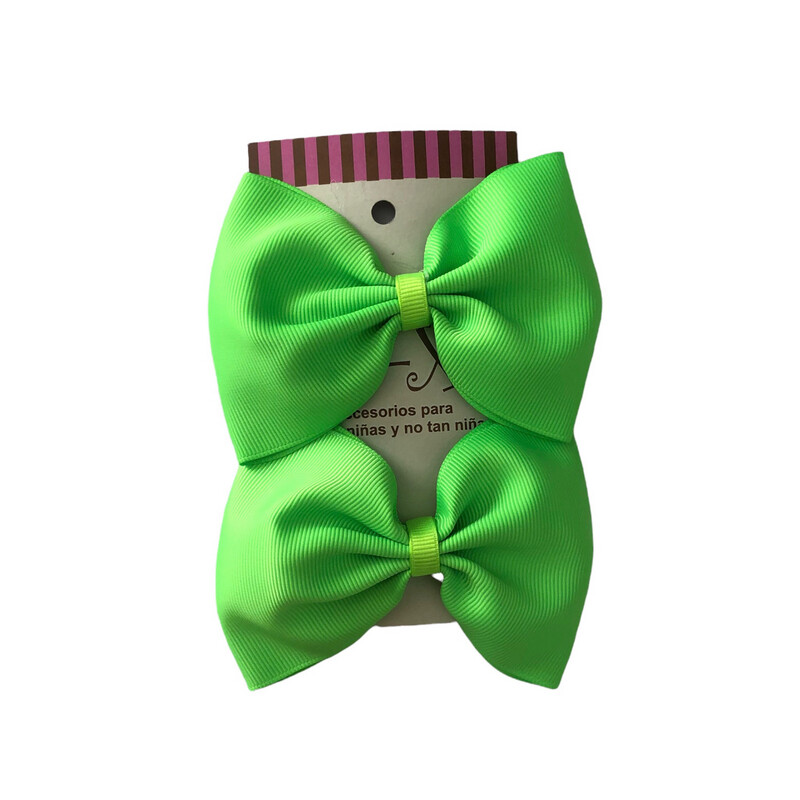 Par de Moños Básicos Verde Neon