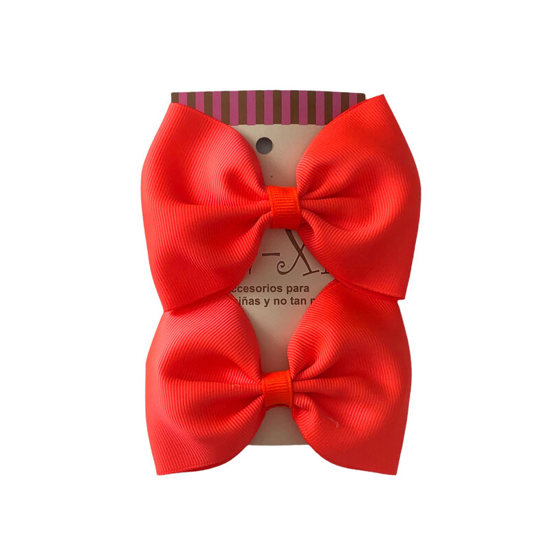 Par de Moños Básicos Naranja Neon
