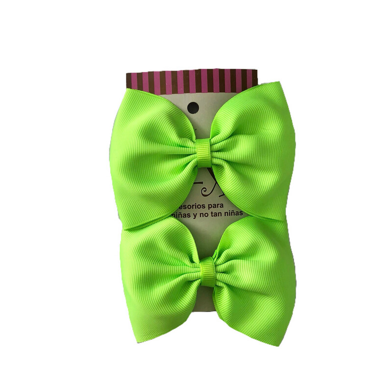 Par de Moños Básicos Amarillo Neon