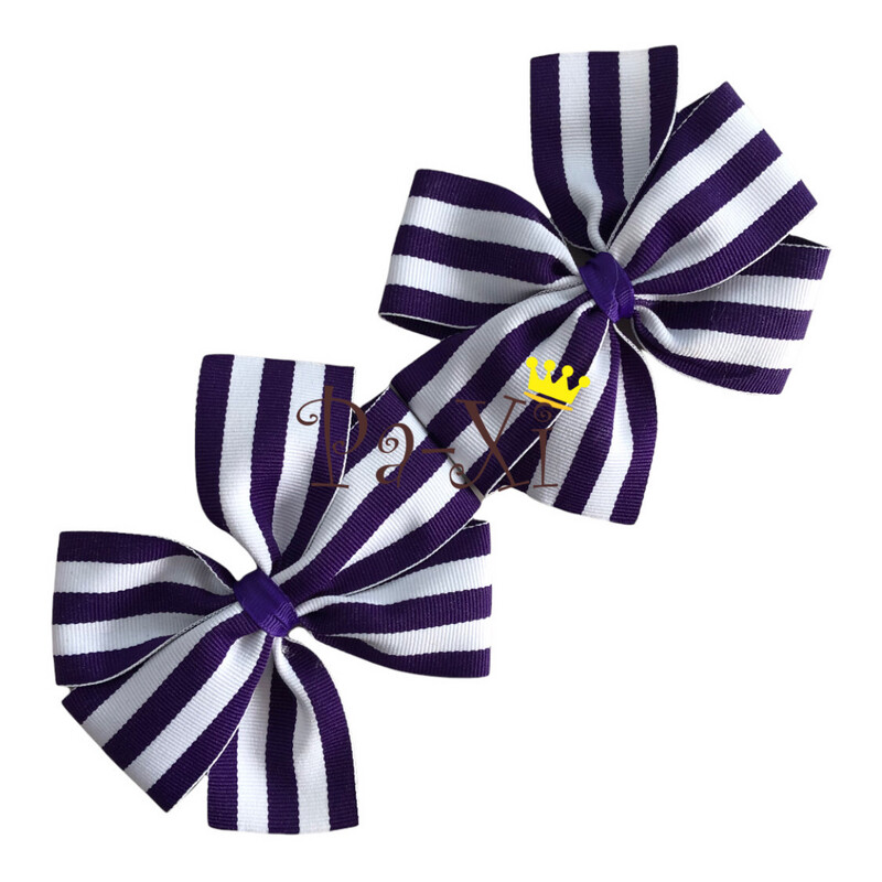 Par de Moños Rehilete G Morado Rayas