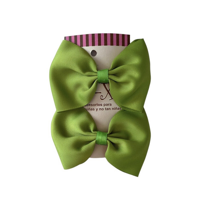 Par de Moños Básicos Verde Manzana