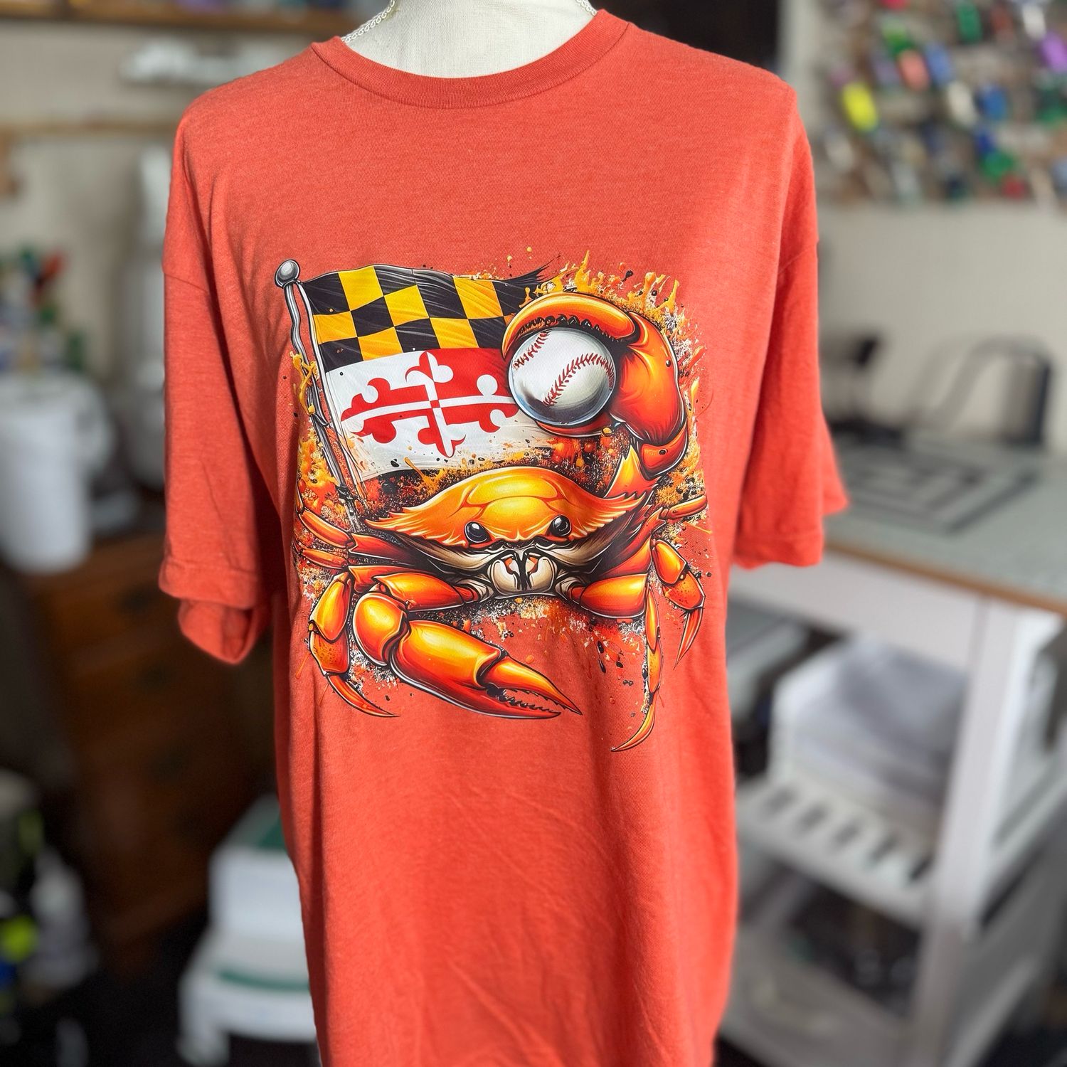 MD Crab Baseball orange Tee