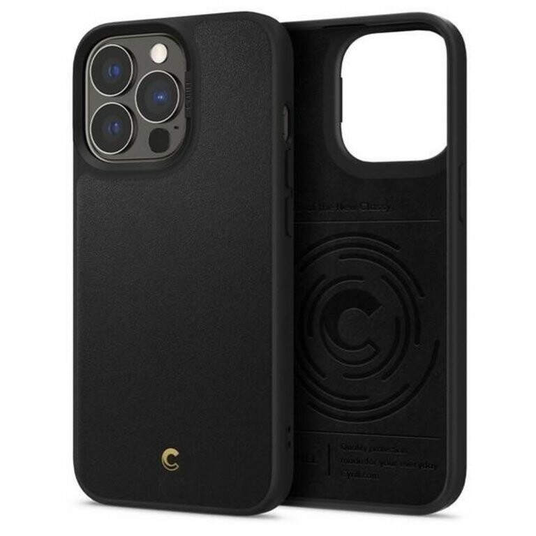 Spigen Cyrill Leather Brick iPhone 13 Pro Hardcase Backcover Zwart