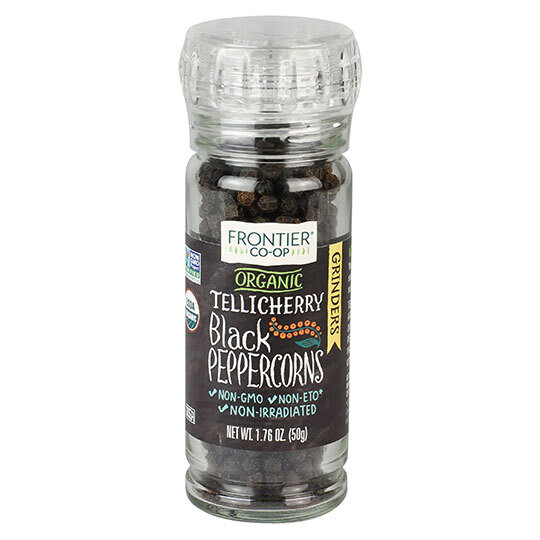 ORGANIC TELLICHERRY BLACK PEPPERCORNS 1.76 OZ / تيليشيري فلفل أسود عضوي 1.76 أونصة
