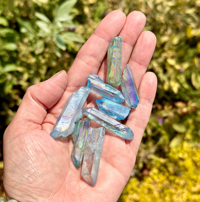 Quartz, Aqua Aura, Natural Points