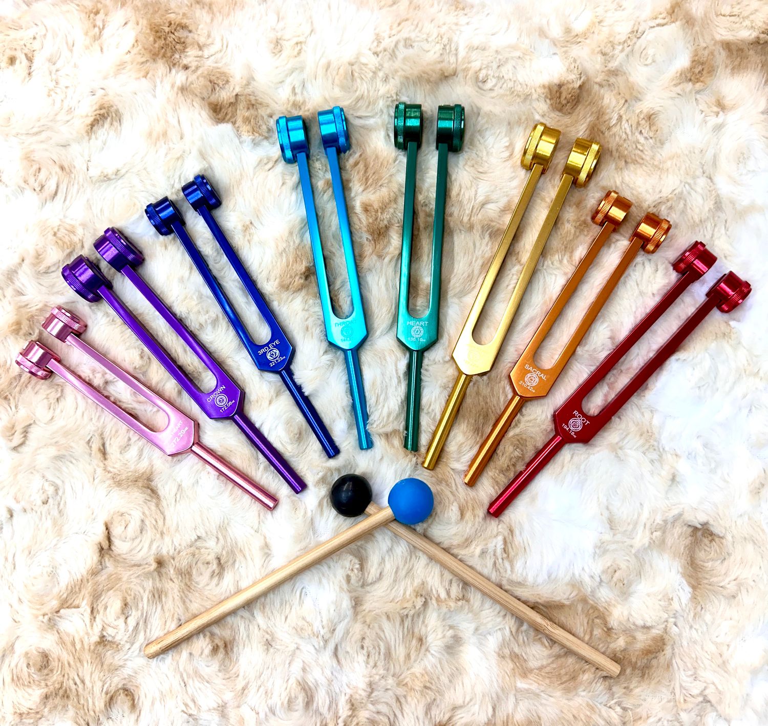 8-piece Chakra Weighted Tuning Forks Set