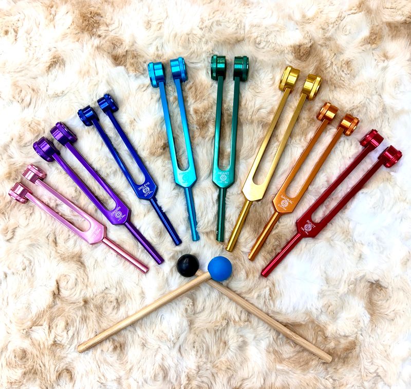 8-piece Chakra Weighted Tuning Forks Set