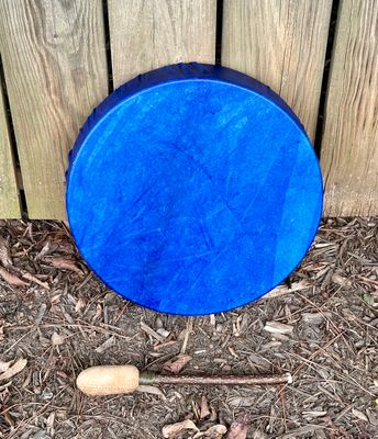 14" Deer Hide Drum, Blue